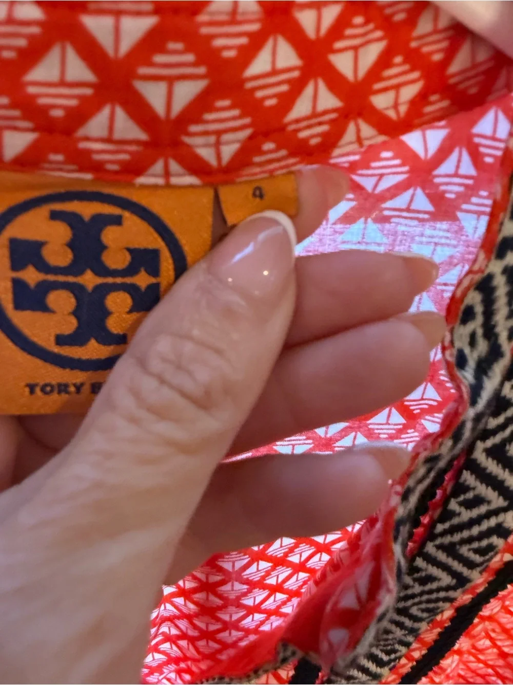 Tory Burch Coral Geometric Embroidered Tunic